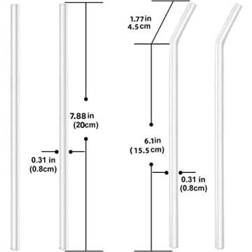 IDEALUX Glass Straws - Clear, BPA Free, Reusable, Eco-Friendly Drinking Straws with Cleaning Brush