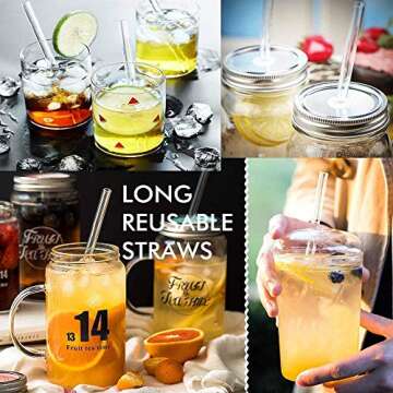 IDEALUX Eco-Friendly Glass Straws - BPA Free, Reusable, Durable