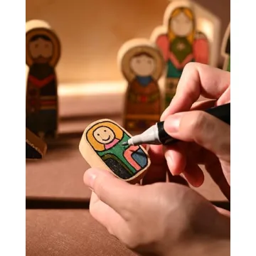 WONDROUS' DECO Wooden Nativity Set for Festive Decor