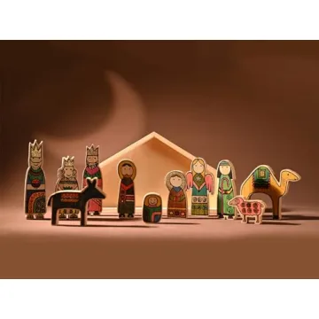 WONDROUS' DECO Wooden Nativity Set for Festive Decor