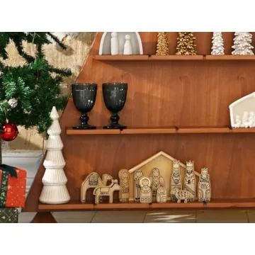 WONDROUS' DECO Wooden Nativity Set for Festive Decor