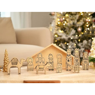 WONDROUS' DECO Wooden Nativity Set for Festive Decor