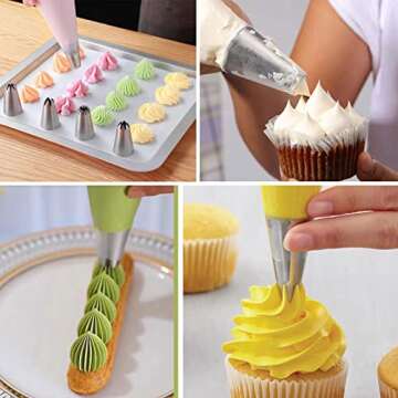 5Pcs Large Piping Tips Set, Stainless Steel Frosting Tips, Cake Decorating Tips for Cupcakes Cakes Cookies Decorating