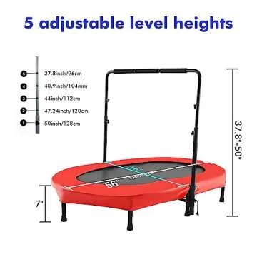 ANCHEER 56" Double Kids Trampoline with Adjustable Handlebar, 220lbs Capacity - Indoor/Outdoor Foldable Jumper for 2+ Users (ASTM Certified)