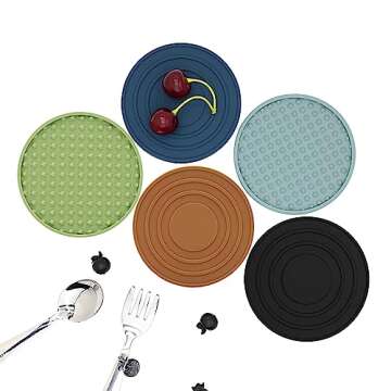 Ouzoustate Silicone Coasters Set for Drinks - 8 Pieces