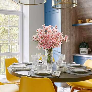 Uieke 4Pcs Silk Peach Blossom Flowers for Home Decor