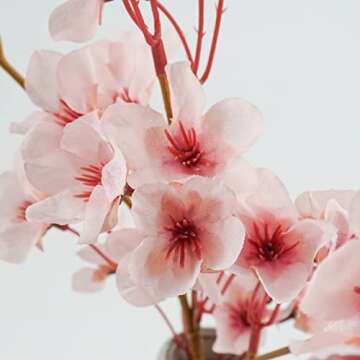 Uieke 4Pcs Silk Peach Blossom Flowers for Home Decor