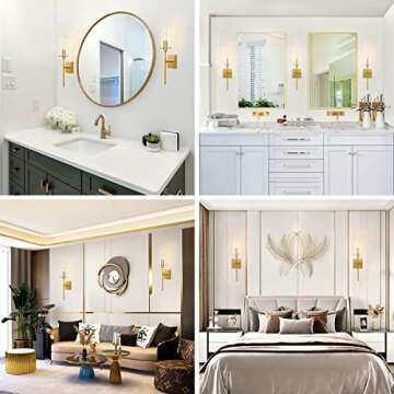 Antique Gold Wall Sconces 1-Light - Elegant Bathroom Vanity Light with Glass Shade