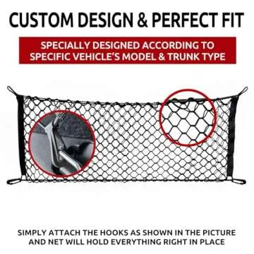 Envelope Style Trunk Mesh Cargo Net - for Jeep Grand Cherokee 2011-2025 Car Accessories - Premium Trunk Organizers and Storage - SUV Truck Cargo Nets - Vehicle Carrier Organizer for Cherokee WK