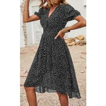 Floral Midi Wrap Dress for Women - PRETTYGARDEN