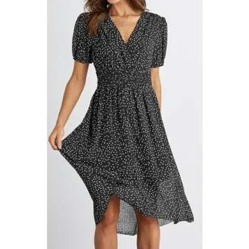 Floral Midi Wrap Dress for Women - PRETTYGARDEN