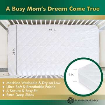 Ultra-Soft Waterproof Crib Mattress Protector Pad 2 Pack