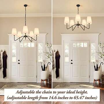 5-Light 30” Modern Chandelier with White Shades, Classic Pendant Ceiling Light Fixture for Dining ...