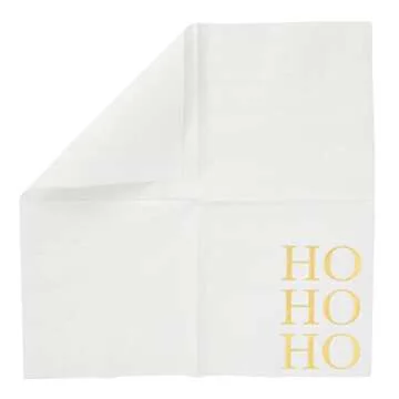 Juvale 50 Pack Christmas Cocktail Napkins, Gold Ho Ho Ho Design Holiday Party Supplies, 5 x 5 Inches, Gold Napkins for Christmas Party