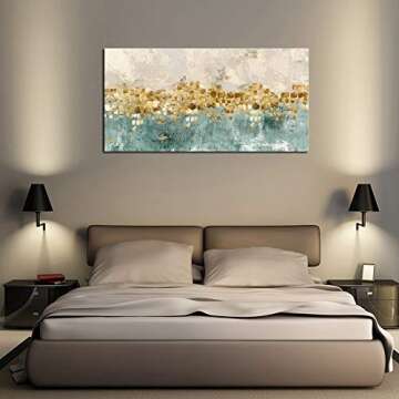 DZL Art A74675 Gold Abstract Painting - Modern Wall Art for Home Decor