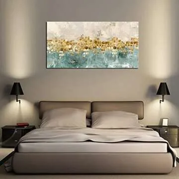 DZL Art A74675 Gold Abstract Painting - Modern Wall Art for Home Decor