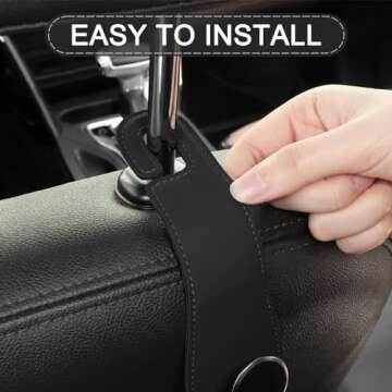 JESTOP Car Headrest Hooks, 2 Pack Leather Car Seat Storage Hanger for Purses Bags, Stylish Car Seat Organizer Hooks for Handbag Coat Umbrellas, Car Inside Accessories, Black