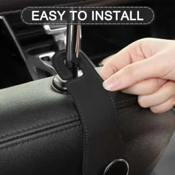 JESTOP Car Headrest Hooks, 2 Pack Leather Car Seat Storage Hanger for Purses Bags, Stylish Car Seat Organizer Hooks for Handbag Coat Umbrellas, Car Inside Accessories, Black