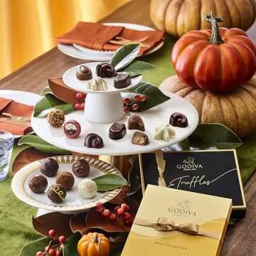 Godiva Chocolatier Signature Assorted Chocolate Truffle Gift Box for Birthday, Thank You, Anniversary, Congratulations Gift Basket Gourmet Candy with Creamy Ganache in Milk, White, Dark Chocolate, 24pc