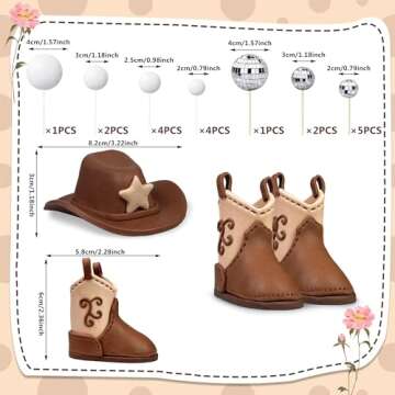 Cowboy Cake Decorations Cowboy Hat and Boot Cake Toppers Disco Ball Cake Topper Western Cowboy Cowgi...