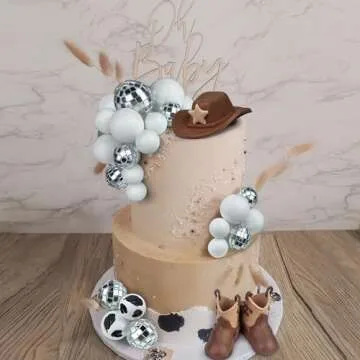 Cowboy Cake Decorations Cowboy Hat and Boot Cake Toppers Disco Ball Cake Topper Western Cowboy Cowgirl Birthday Baby Shower Party Favors