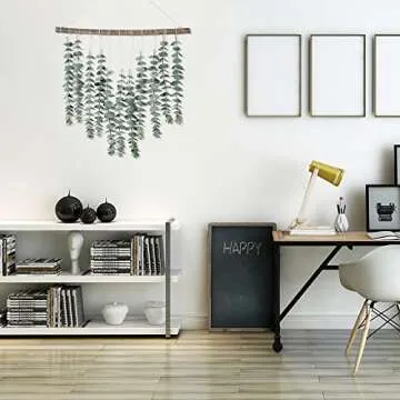 Sggvecsy 17.7‘’Eucalyptus Wall Hanging Artificial Eucalyptus Plant Fake Greenery Vine Boho Wall Decor for Apartment Bathroom Bedroom Kitchen Farmhouse Home Living Room Office Decorations