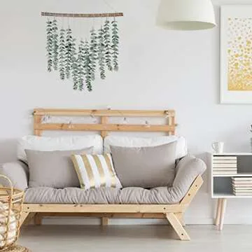 Sggvecsy 17.7‘’Eucalyptus Wall Hanging Artificial Eucalyptus Plant Fake Greenery Vine Boho Wall Decor for Apartment Bathroom Bedroom Kitchen Farmhouse Home Living Room Office Decorations