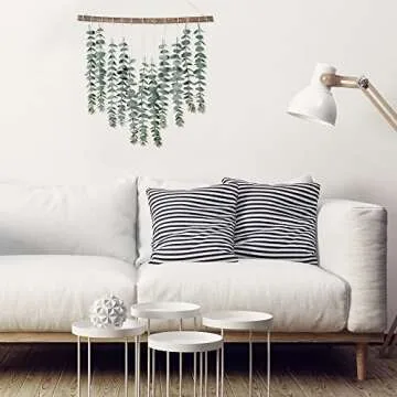 Sggvecsy 17.7‘’Eucalyptus Wall Hanging Artificial Eucalyptus Plant Fake Greenery Vine Boho Wall Decor for Apartment Bathroom Bedroom Kitchen Farmhouse Home Living Room Office Decorations