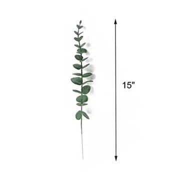 Tinsow 5 Pcs Real Touch Leaf Artificial Eucalyptus Stem Faux Eucalyptuses Wedding Bouquet Centerpiece Home Decor (Green)
