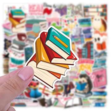 100pcs Book Stickers Pack for Water Bottle Laptop, book Gifts, Reading Stickers for Bookish Adults k...