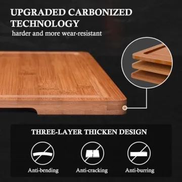 Empune Bamboo Cutting Board Set, Wood Cutting Boards for Kitchen with Holder Wooden Chopping Board for Meal Prep & Serving