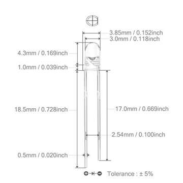 Chanzon 100 Pcs 3mm White LED Diode Lights for Electronics