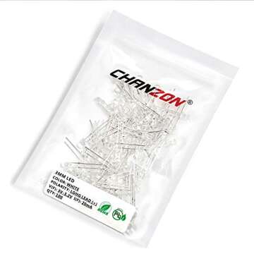 Chanzon 100 Pcs 3mm White LED Diode Lights for Electronics