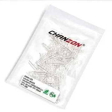 Chanzon 100 Pcs 3mm White LED Diode Lights for Electronics