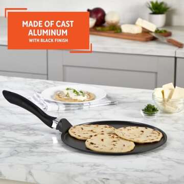 IMUSA USA 12" Nonstick Soft Touch Comal/Griddle with Handle, Black