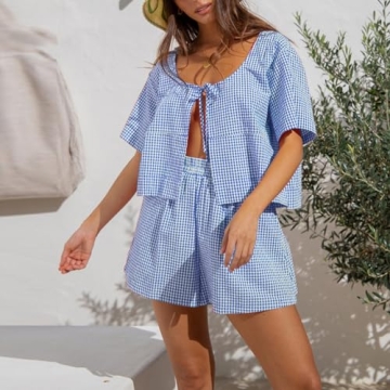 Trendy Casual Plaid Pajama Set for Women