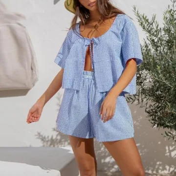 Trendy Casual Plaid Pajama Set for Women