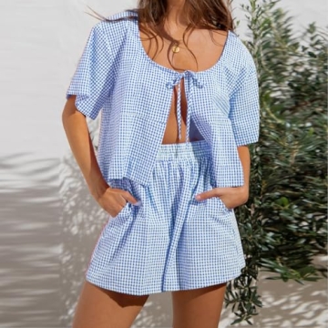 Trendy Casual Plaid Pajama Set for Women