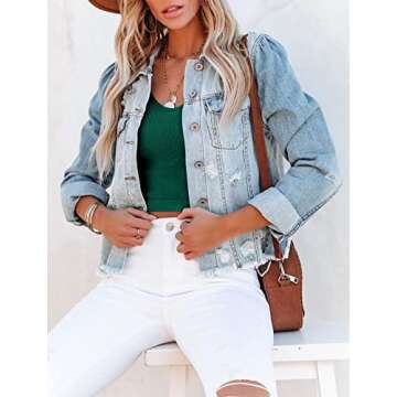 Trendy ZOLUCKY Women's Vintage Frayed Denim Jacket