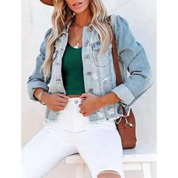 Trendy ZOLUCKY Women's Vintage Frayed Denim Jacket