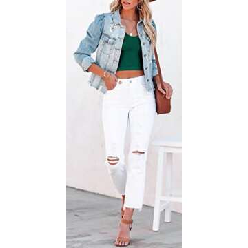 Trendy ZOLUCKY Women's Vintage Frayed Denim Jacket