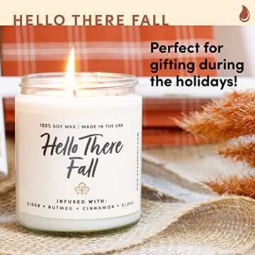 WAX & WIT Fall Candles, Hello Fall Candle, Autumn Candle, Fall Scented Candles for Home, Farmhouse Fall Decor, Fall Home, Bathroom Decor, Autumn Decor, Apple Cider Candle, Mulled Cider Candle - 9oz