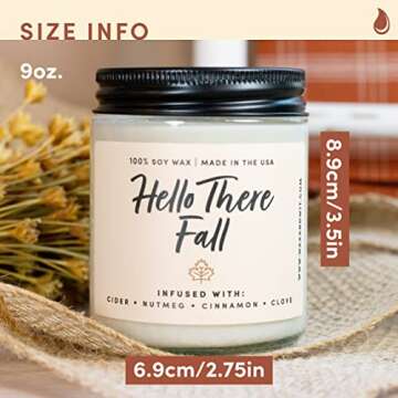 WAX & WIT Fall Candles, Hello Fall Candle, Autumn Candle, Fall Scented Candles for Home, Farmhouse Fall Decor, Fall Home, Bathroom Decor, Autumn Decor, Apple Cider Candle, Mulled Cider Candle - 9oz