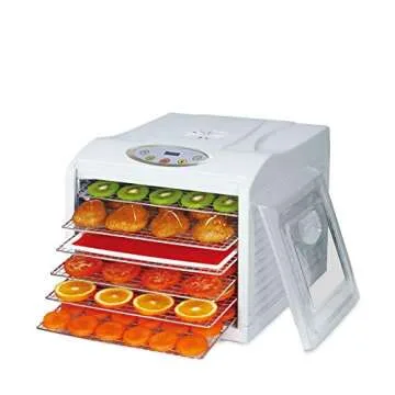 BioChef Arizona Sol Food Dehydrator with 6 x BPA FREE Stainless Steel Drying Trays & Digital Timer + Accessories - Horizontal airflow for meat, fruit, herbs and vegetables food preserver, white