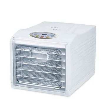 BioChef Arizona Sol Food Dehydrator with 6 x BPA FREE Stainless Steel Drying Trays & Digital Timer + Accessories - Horizontal airflow for meat, fruit, herbs and vegetables food preserver, white