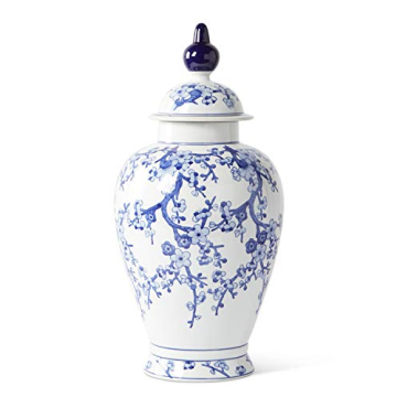 Stunning K&K Interiors 24 Inch Blue and White Ginger Jar for Home Decor