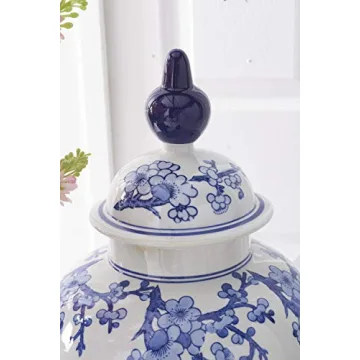 Elegant K&K Interiors Blue and White Ginger Jar