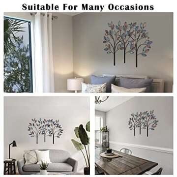 Asense 40 Inch Metal Tree Leaf Wall Art Sculptures Home Decor, Branches of Nature Tree of Life Hangi...
