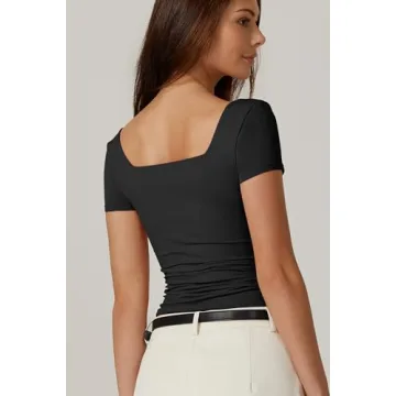 Stylish QINSEN Square Neck Tee for Everyday Comfort