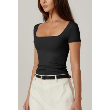 Stylish QINSEN Square Neck Tee for Everyday Comfort